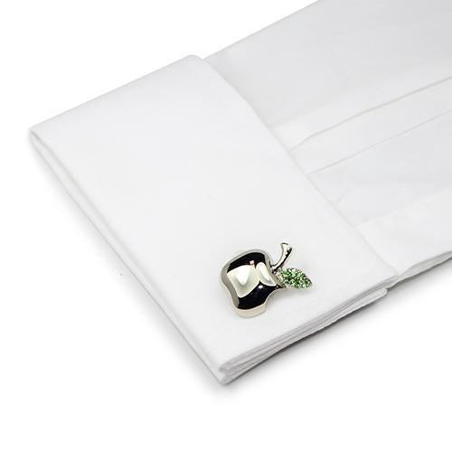 Apple With Green Leaf Cufflinks-Cufflinks-TheCuffShop-C00161-TheCuffShop.com.au