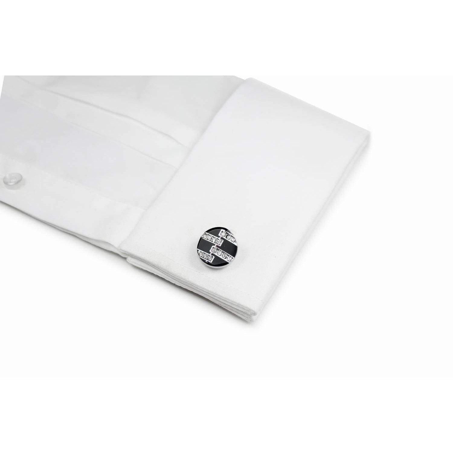 Black And Silver Elegance Range Cufflinks-Cufflinks-TheCuffShop-C01025-TheCuffShop.com.au