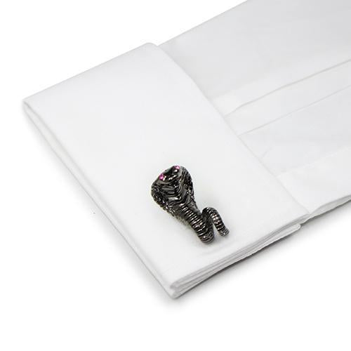 Black Cobra With Pink Eyes Cufflinks-Cufflinks-TheCuffShop-C00169-TheCuffShop.com.au