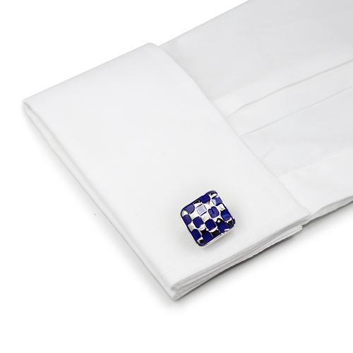 Blue And Silverr Check Cufflinks-Cufflinks-TheCuffShop-C00365-TheCuffShop.com.au