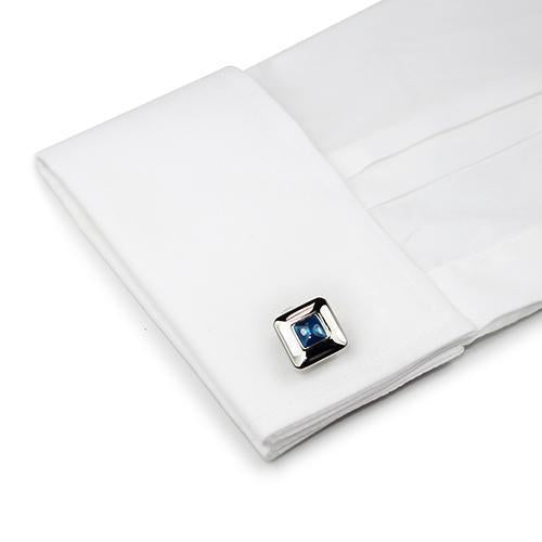 Blue Square Centre Cufflinks-Cufflinks-TheCuffShop-C01230-TheCuffShop.com.au