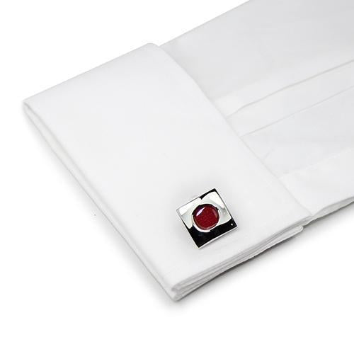 Red On Silver Cufflinks-Cufflinks-TheCuffShop-C00803-TheCuffShop.com.au