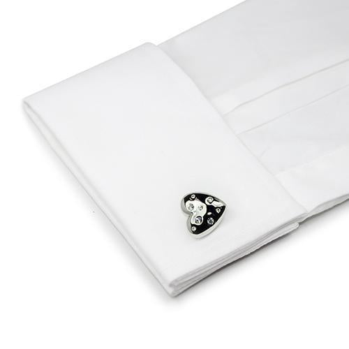 Silver Love Heart With Diamante Cufflinks-Cufflinks-TheCuffShop-C00391-TheCuffShop.com.au