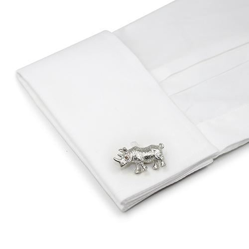 Silver Rhino Cufflinks-Cufflinks-TheCuffShop-C01281-TheCuffShop.com.au